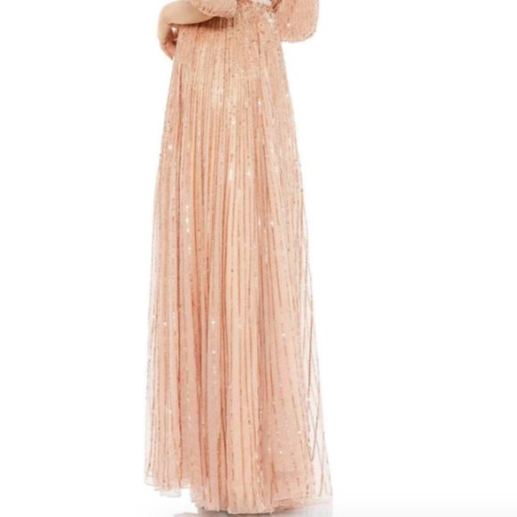 MAC DUGGAL 5509 BISHOP SLEEVE A-LINE APRICOT GOWN sz 12 - Picture 5 of 5